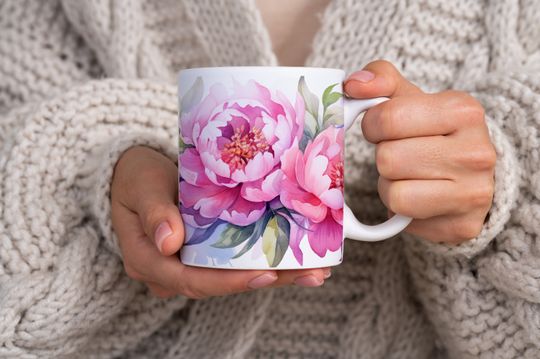 Discover 모란 머그잔, 꽃, 분홍모란, 커피잔