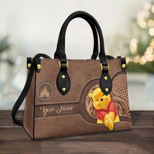 Discover Custom Name Winnie the Pooh Women Leather Handbag