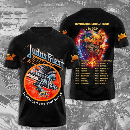 Discover Camisa Judas Priest Invincible Shield 2024, camiseta Judas Priest 3D