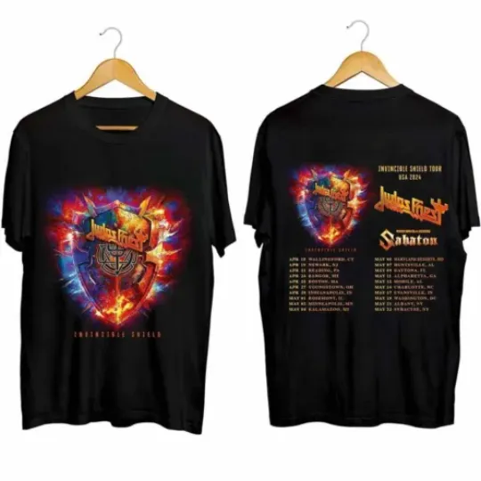 Discover Camiseta Judas Priest Invincible Shield 2024 Tour, camisa de fã da banda Judas Priest