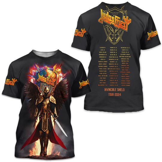 Discover Camisetas 3D Judas Priest Invincible Shield Concert 2024 US Tour