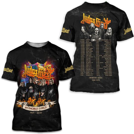 Discover Camiseta Judas Priest Invincible Shield Concert 2024 US Tour 3D