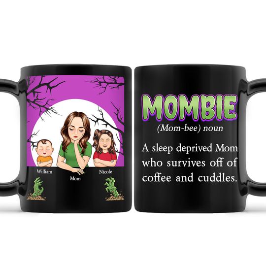 Discover Mombie Halloween Funny Custom Gift For Mother Personalized Black Mug