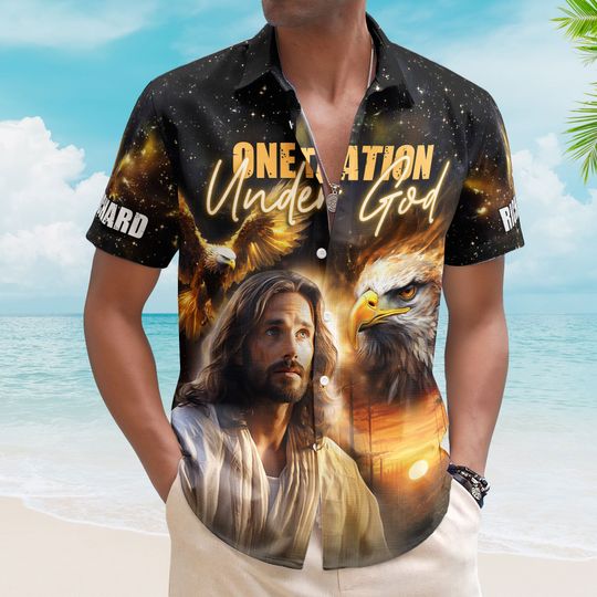 Discover One Nation Under God Jesus Hawaiian Shirt - Custom Hawaiian Shirts