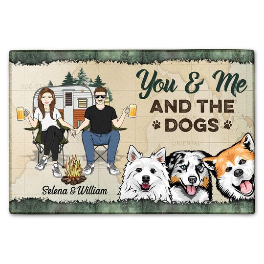 Discover You Me And The Dogs Cats Custom Gift For Pet Campsite Family Personalized Doormat