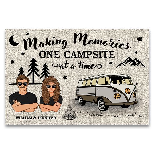 Discover Camping Partners Old Couple Making Memories One Campsite Personalized Custom Doormat