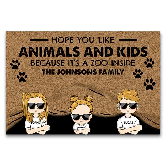 Discover Dog Lovers Family Couple Hope You Like Animals And Kids Personalized Custom Doormat