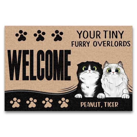 Discover Your Tiny Furry Overlords Custom Gift For Cat Lovers Personalized Doormat