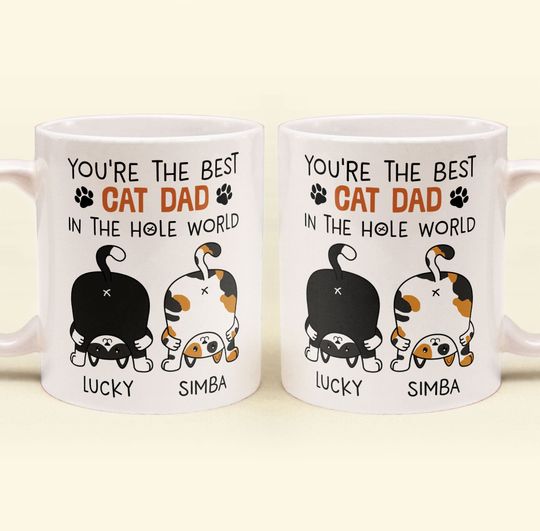 Discover Best Cat Dad In The Hole World - Personalized Mug