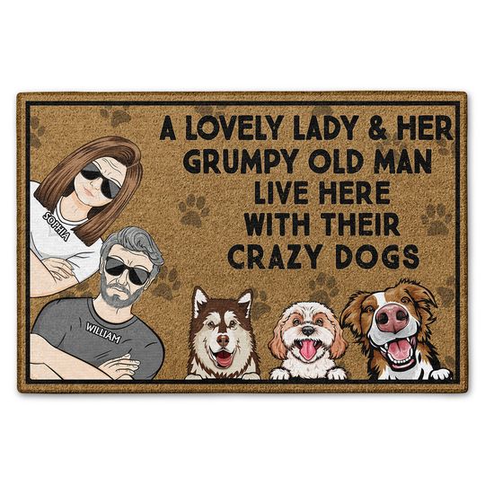 Discover A Lovely Lady And Her Grumpy Old Man Live Here Couples Personalized Custom Doormat
