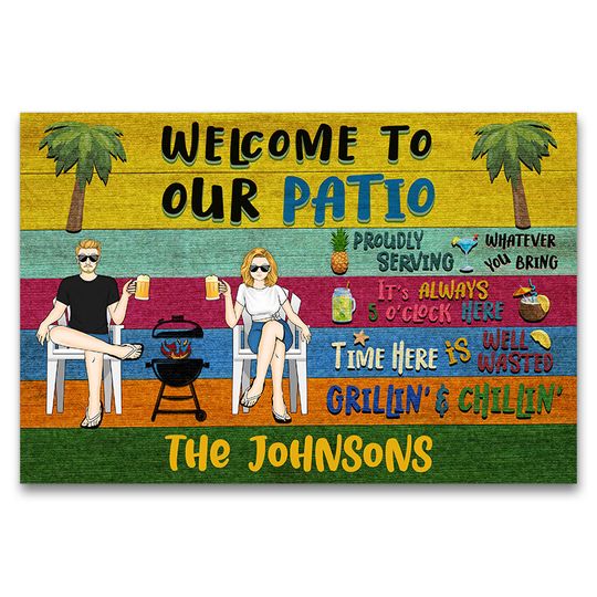 Discover Patio Welcome Grilling Chilling Custom Gift For Couples Personalized Doormat