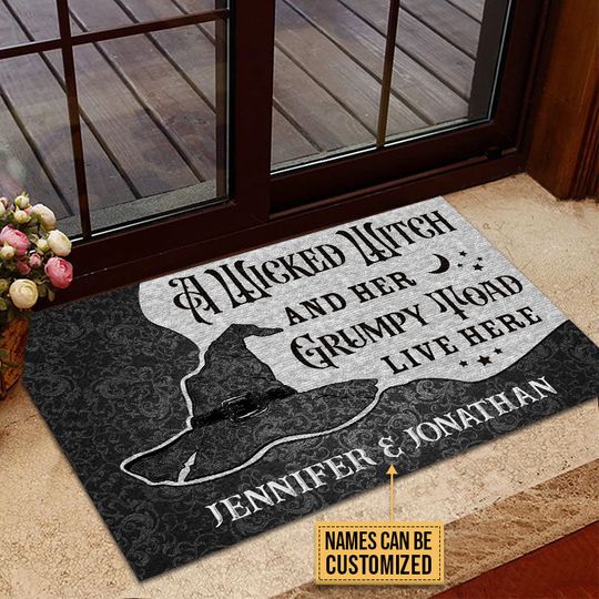 Discover Wicked Witch Grumpy Toad Live Here Custom Halloween Gift Personalized Doormat