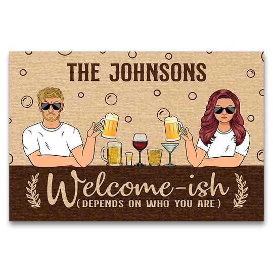 Discover Couple Welcome-ish Depends On Who You Are Personalized Family Custom Doormat