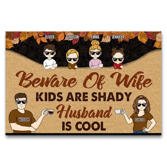Discover Beware Of Wife Husband Is Cool Custom Gift For Couple Personalized Doormat