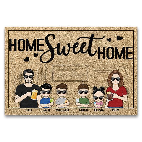 Discover Home Sweet Home Couple Husband Wife Family Personalized Custom Doormat