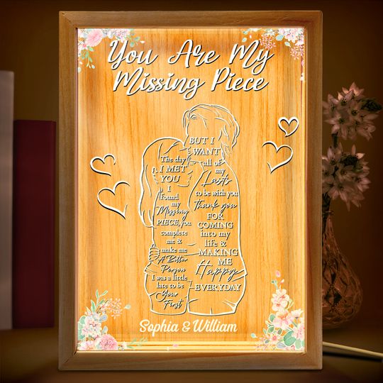 Discover You Are My Missing Piece Custom Anniversary Couples Gift Personalized Frame Light Box