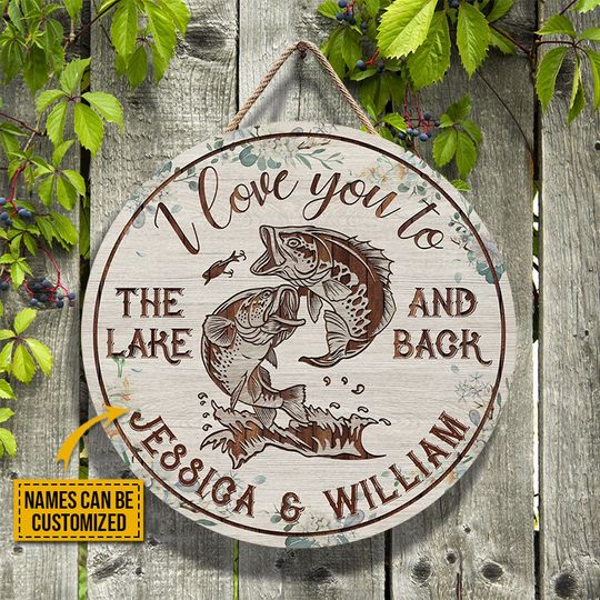 Discover Fishing To The Lake Custom Personalized Wood Door Sign