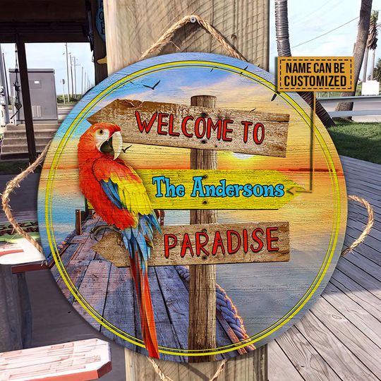 Discover Lake House Paradise Custom Personalized Wood Door Sign