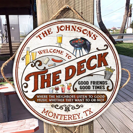 Discover Deck Grilling Red Listen To The Good Music Custom Personalized Wood Door Sign