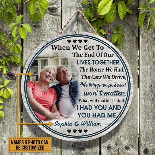 Discover Custom Photo Old Couple Husband Wife When We Get Gift Personalized Wood Door Sign