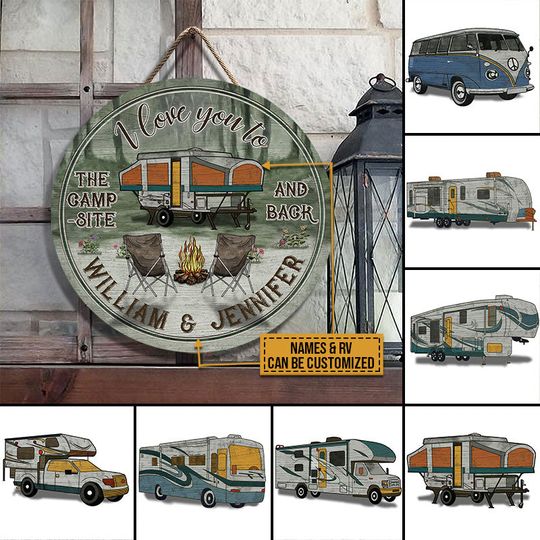 Discover Camping To The Campsite Custom Personalized Wood Door Sign