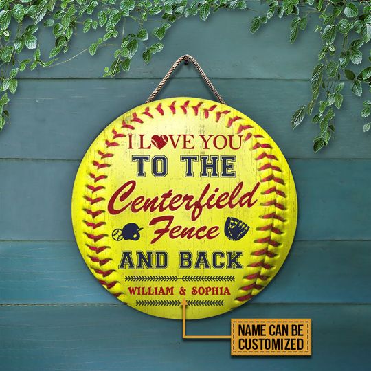 Discover Softball Couple I Love You Custom Personalized Wood Door Sign