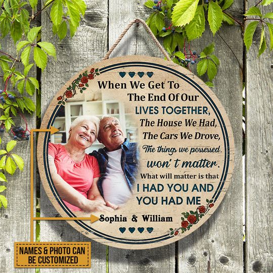 Discover Custom Image Old Couple Husband Wife When We Get Anniversary Personalized Wood Door Sign