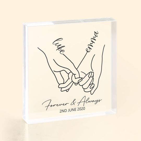 Discover Couple Gifts Holding Hand - Personalized Custom Square-Shaped Acrylic Plaque