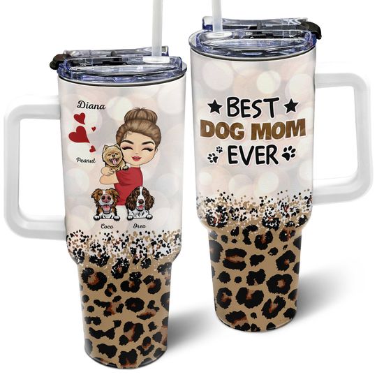 Discover Best Dog Mom Ever Custom Dog Mom Gift Personalized 40oz Tumbler With Straw