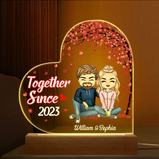 Discover Together Since Couple Custom Husband Wife Personalized Shaped Plaque Light Bases
