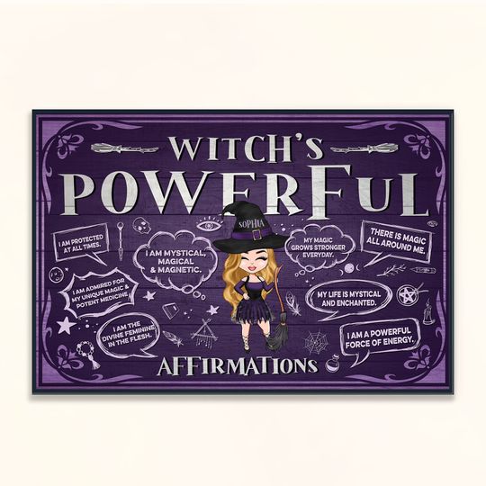 Discover Witch's Powerful Affirmations - Personalized Poster - Halloween, Birthday, House Decor, Funny Gift For Witch, Woman, Girl