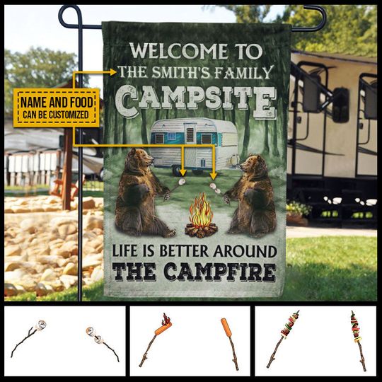 Discover Camper Bear Life Is Better Around The Campfire Custom Food Custom Personalized Flag