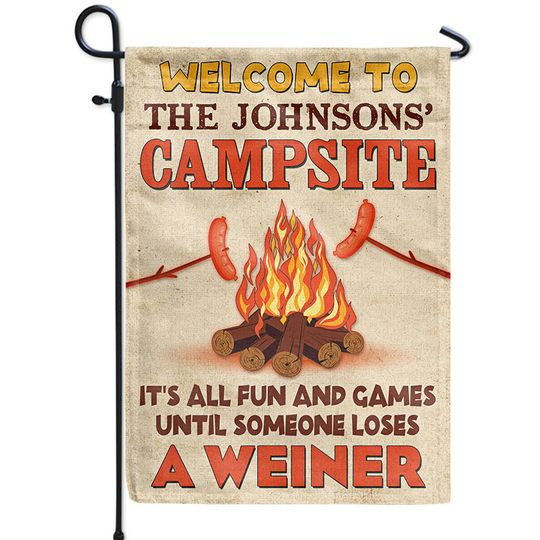 Discover Camping Campsite Someone Loses A Weiner Custom Personalized Flag