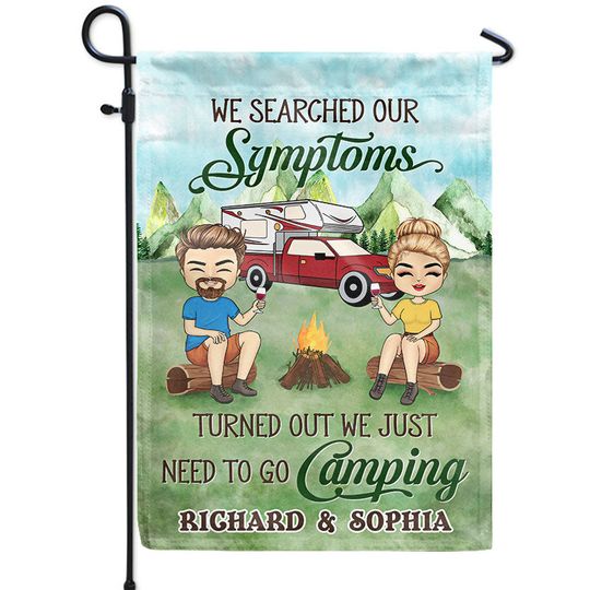 Discover Camping Symptoms Custom Couple Gift Personalized Flag