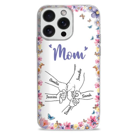 Discover Mom Grandma Kids Hand In Hand Custom Mother Grandmother Gift Personalized Phone Case