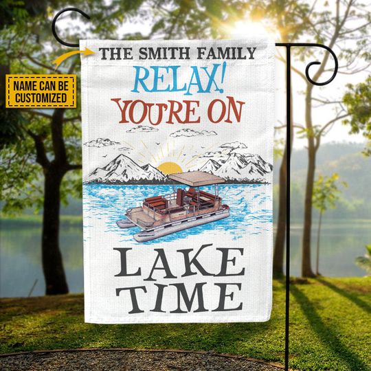 Discover Pontoon On Lake Time Custom Personalized Flag