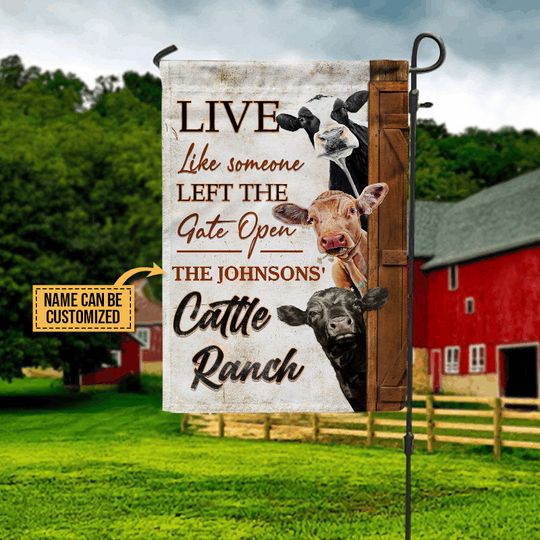Discover Farm Cattle Ranch Left Gate Open Custom Funny Farmhouse Decor Personalized Flag