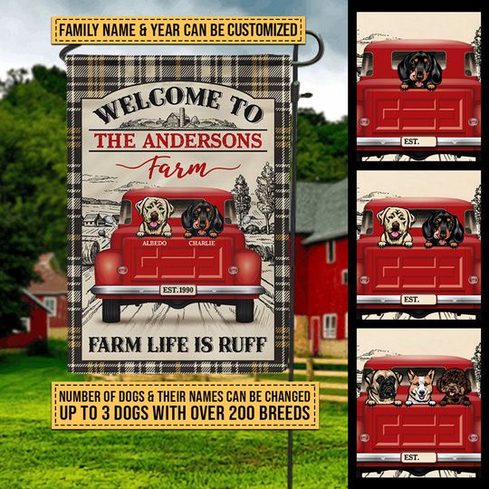 Discover Dog Farm Life Is Ruff Custom Farm Decor Gift For Farmers Dog Owner Personalized Flag