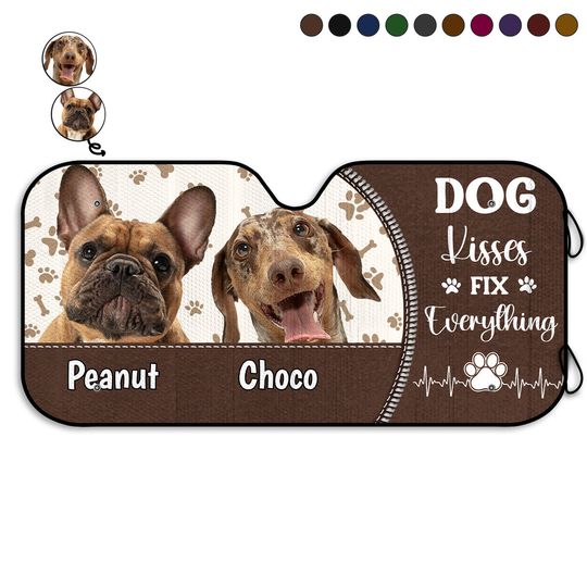 Discover Custom Photo Dog Kisses Fix Everything Pet Lover Personalized Car Sun Shade