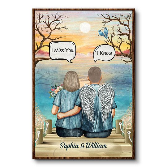 Discover I Miss You Widow Middle Aged Couple Custom Memorial Gift Personalized Poster