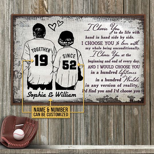 Discover Baseball Together I Choose You Custom Personalized Poster