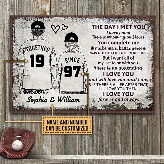 Discover Personalized Baseball Together Since Young Couple Customized Poster