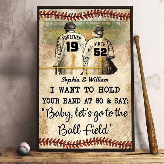 Discover Baseball Old Couple Together Since Vertical Custom Personalized Poster