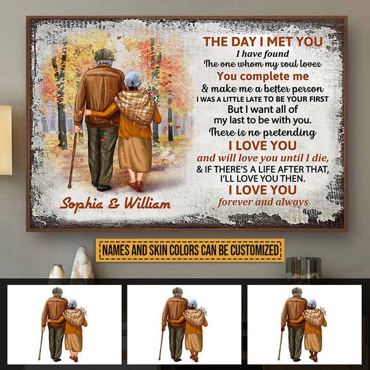 Discover Old Couple The Day I Met You Custom Color Skin Custom Personalized Fall Couple Poster