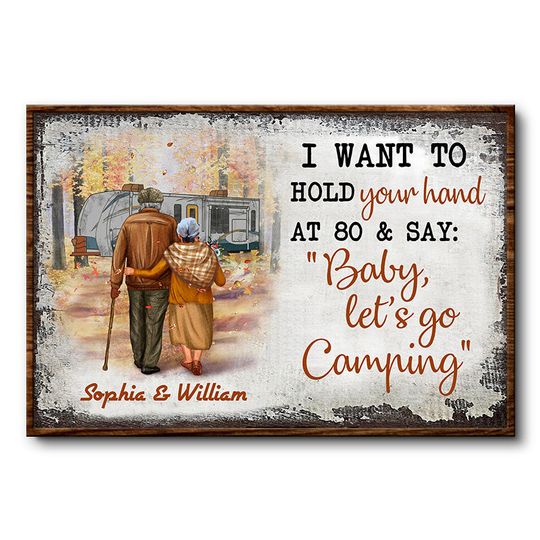 Discover Camping Old Couple Let's Go Camping Custom RVs Personalized Poster