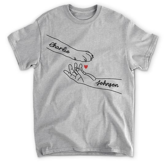 Discover Dog Paw And Human Hand - Personalized Custom Unisex T-shirt 