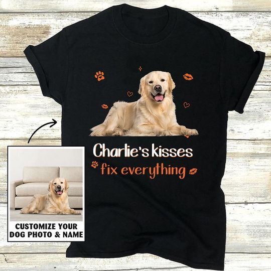 Discover Dog Kisses - Personalized Custom Photo Unisex T-shirt 