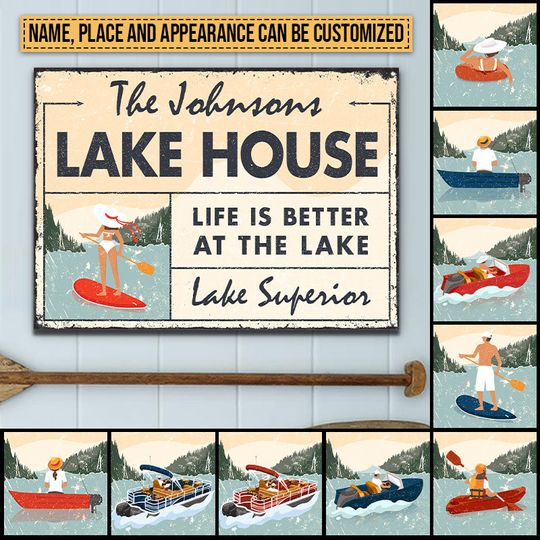 Discover Personalized Lake House Life Is Better At Lake Custom Classic Metal Signs