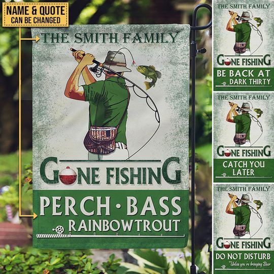 Discover Fishing Lover Fisherman Gone Fishing Personalized Custom Flag
