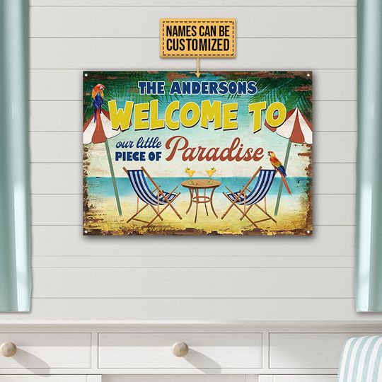 Discover Beach A Little Peace Of Paradise Custom Personalized Classic Metal Signs